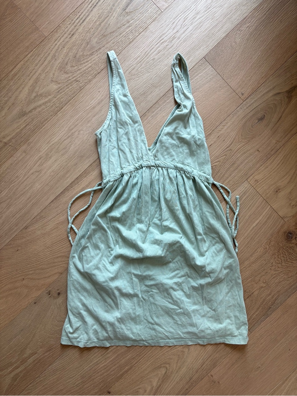 Light Sage Green Sleeveless V-Neck Mini Dress from Wild Fable